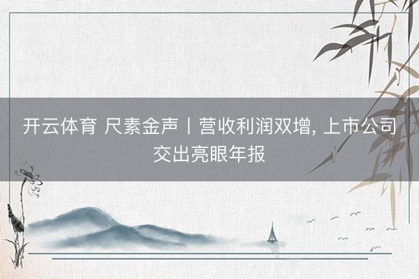 开云体育 尺素金声丨营收利润双增， 上市公司交出亮眼年报