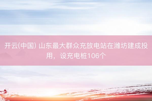 开云(中国) 山东最大群众充放电站在潍坊建成投用，设充电桩106个