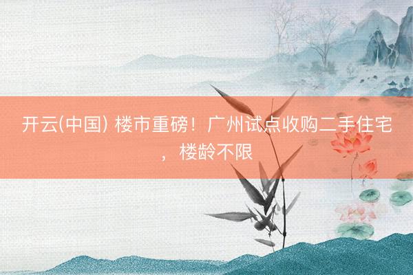 开云(中国) 楼市重磅!广州试点收购二手住宅,楼龄不限