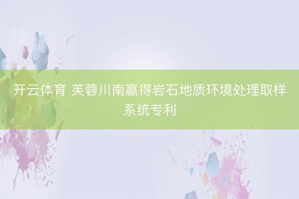 开云体育 芙蓉川南赢得岩石地质环境处理取样系统专利