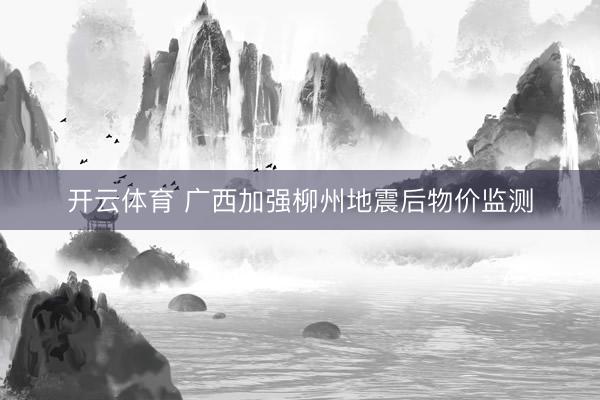开云体育 广西加强柳州地震后物价监测