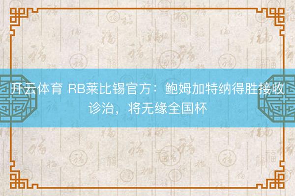 开云体育 RB莱比锡官方：鲍姆加特纳得胜接收诊治，将无缘全国杯